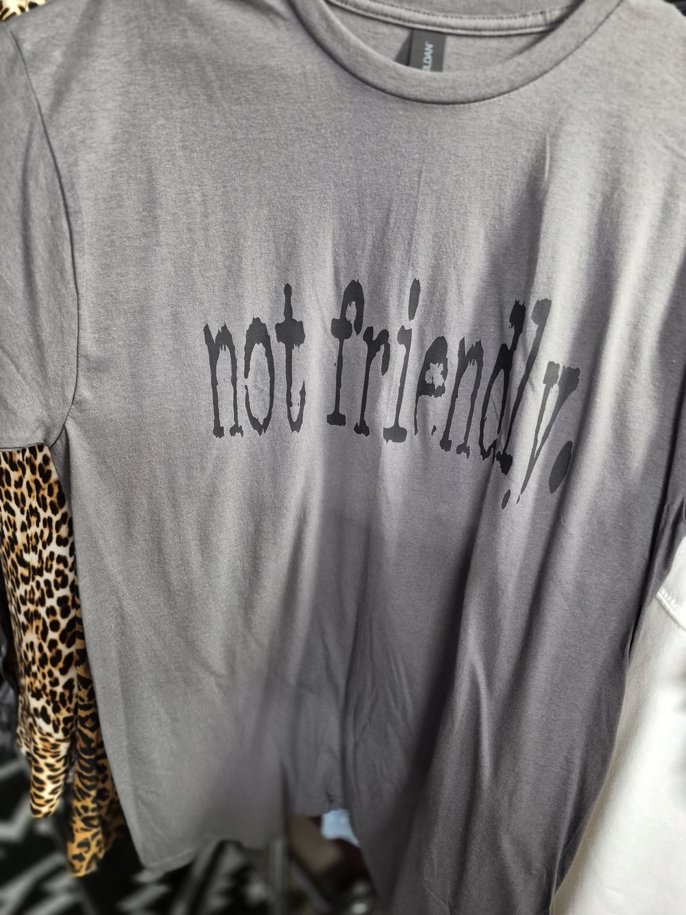 Gildan Gray 'not friendly' Short Sleeve Graphic Tee